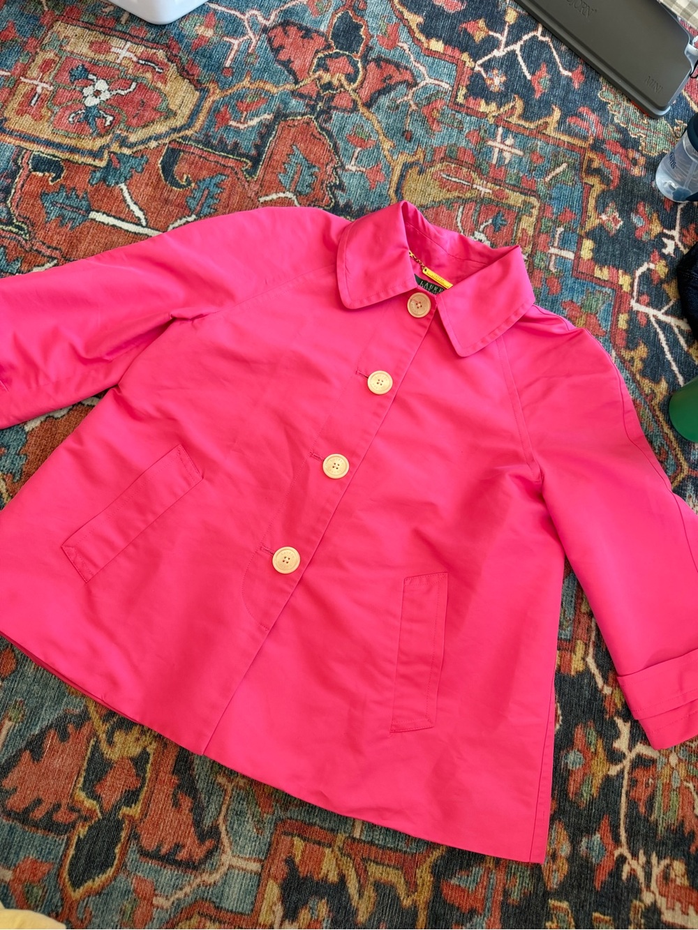 Ralph Lauren pink cropped trench coat jacket petite - Picture 4 of 9